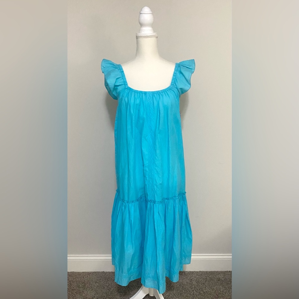 Simply Southern Womens L Solid Blue Midi Dress Boho Summer Fairy Cottagecore - Picture 14 of 14